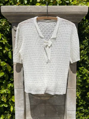 1930s Daywear Ivory Rayon Bow Knit