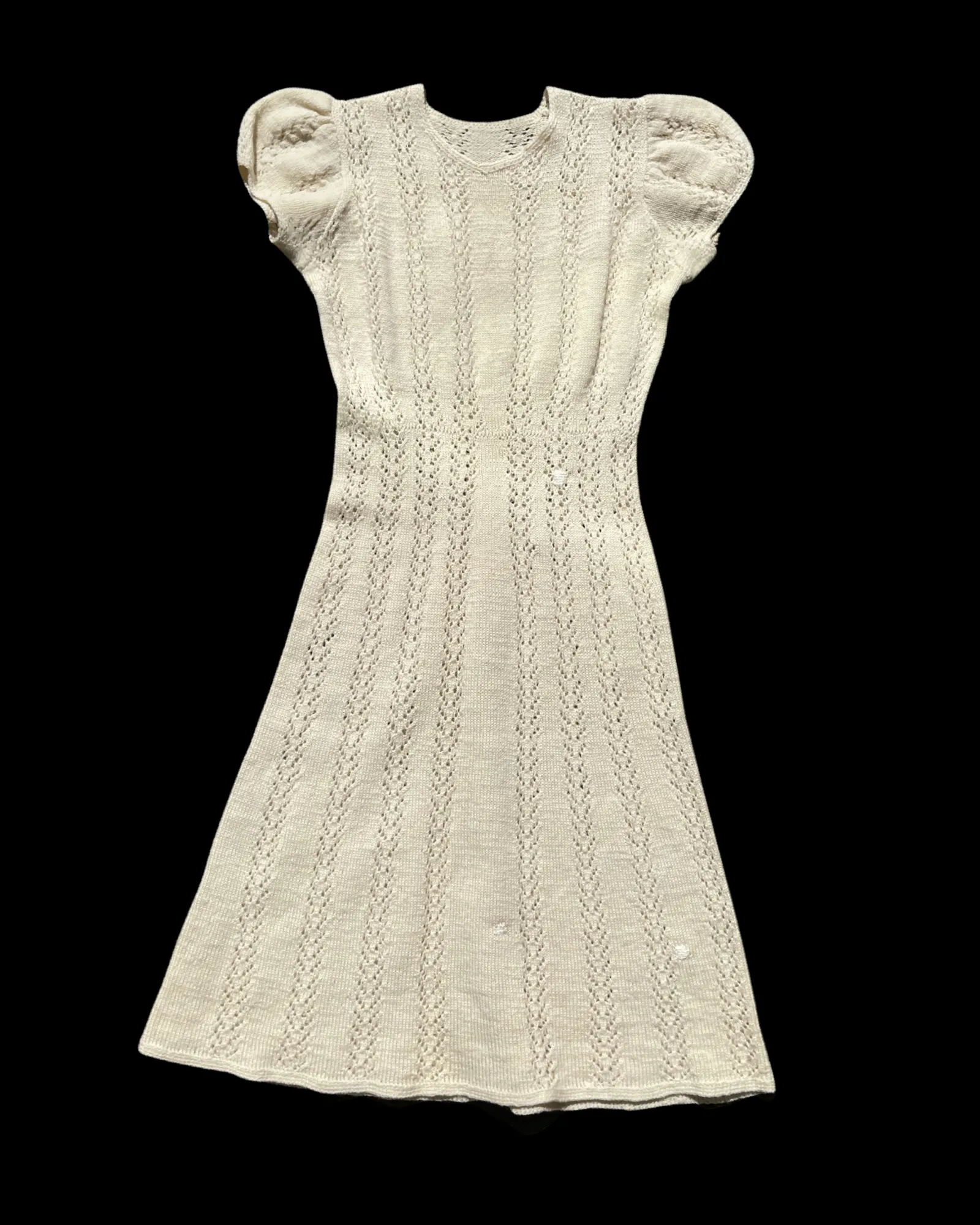 1930s Knit Puff Sleee Dress