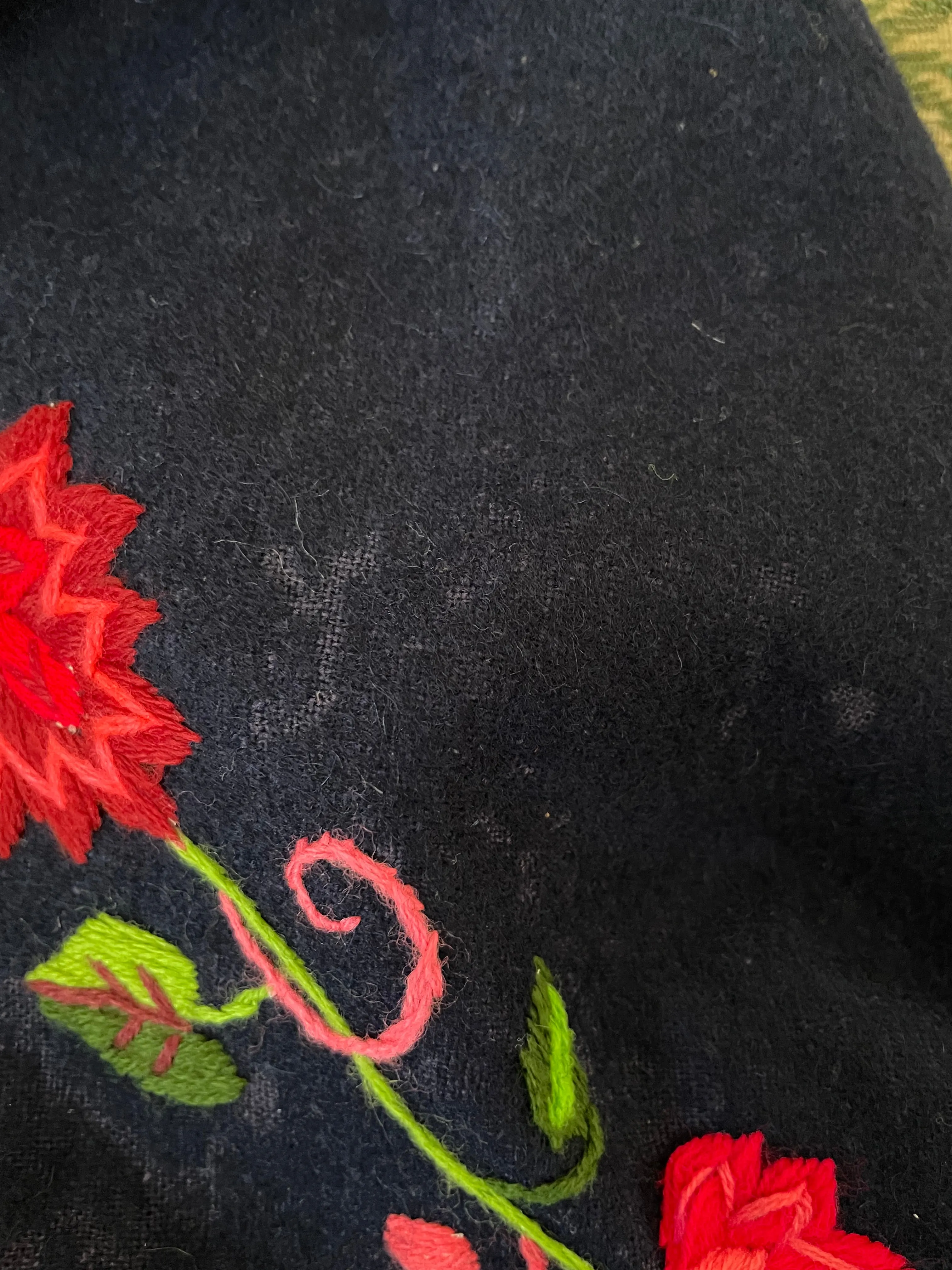 1940s Embroidered Hooded Wool Cape