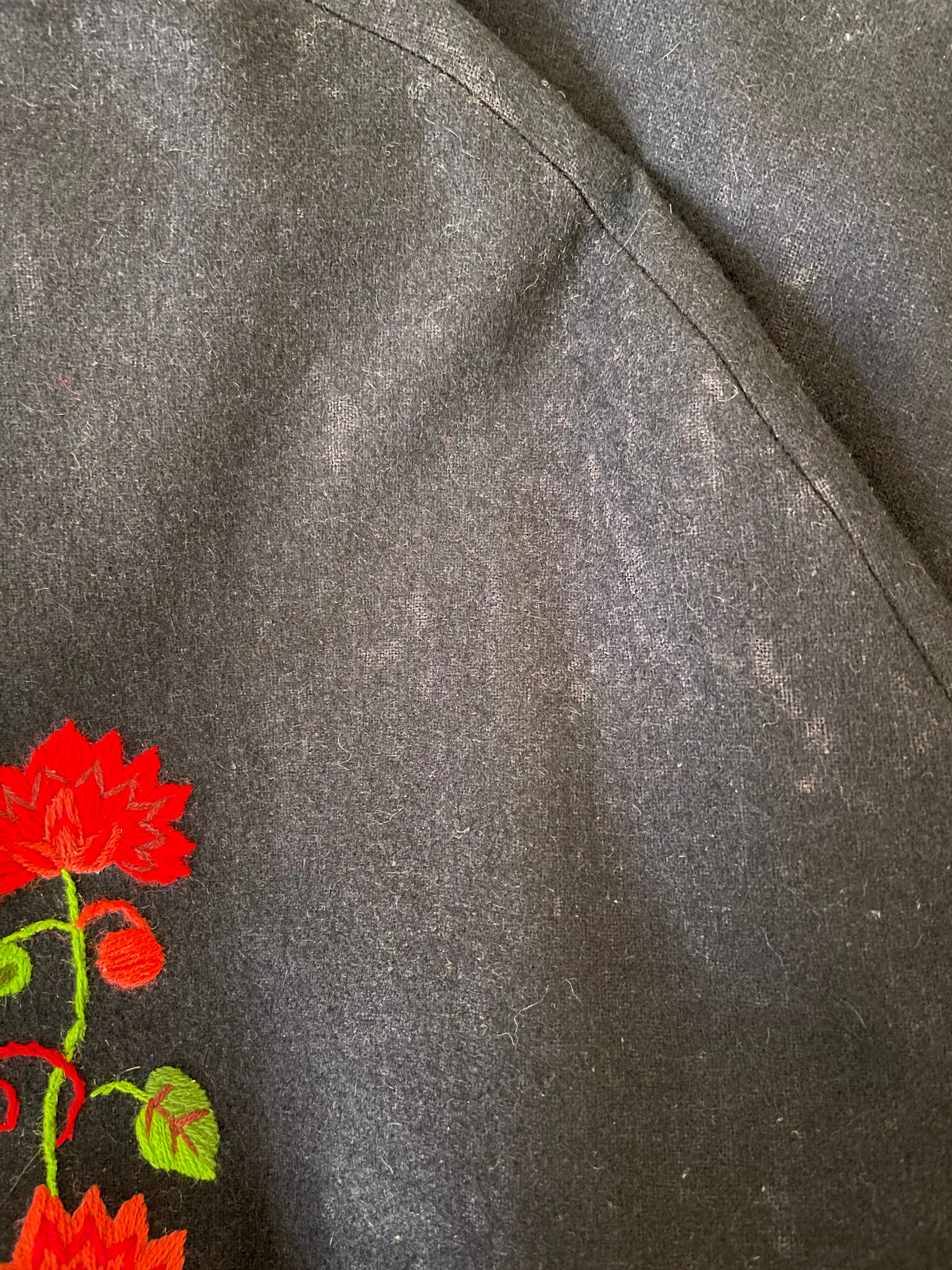 1940s Embroidered Hooded Wool Cape
