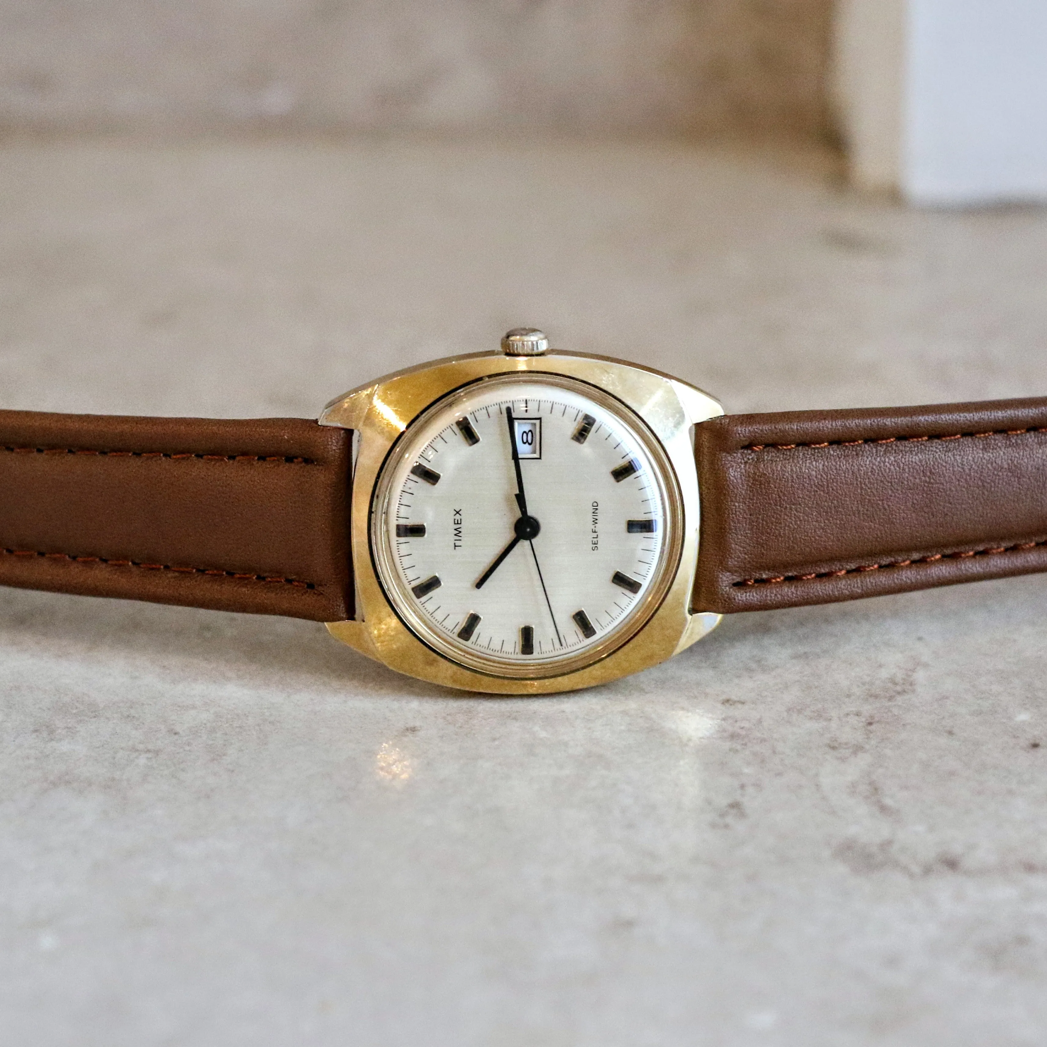 1971 TIMEX Self-Wind Calendar Watch Cal. M32 Automatic Vintage Wristwatch Water Resistant