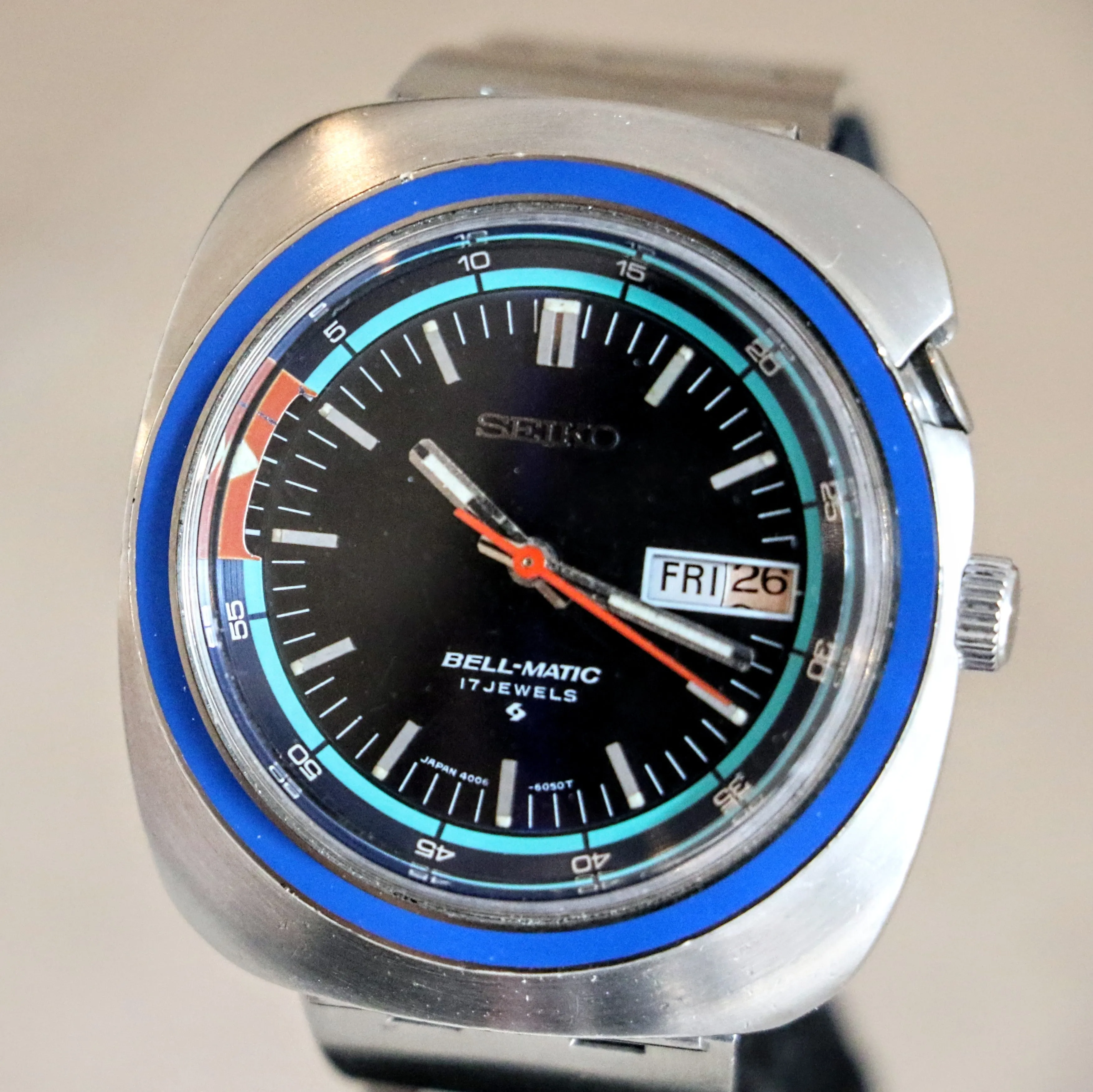 1973 SEIKO BELL-MATIC Watch Ref. 4006-6027 Automatic Alarm Wristwatch Day/Date Indicator