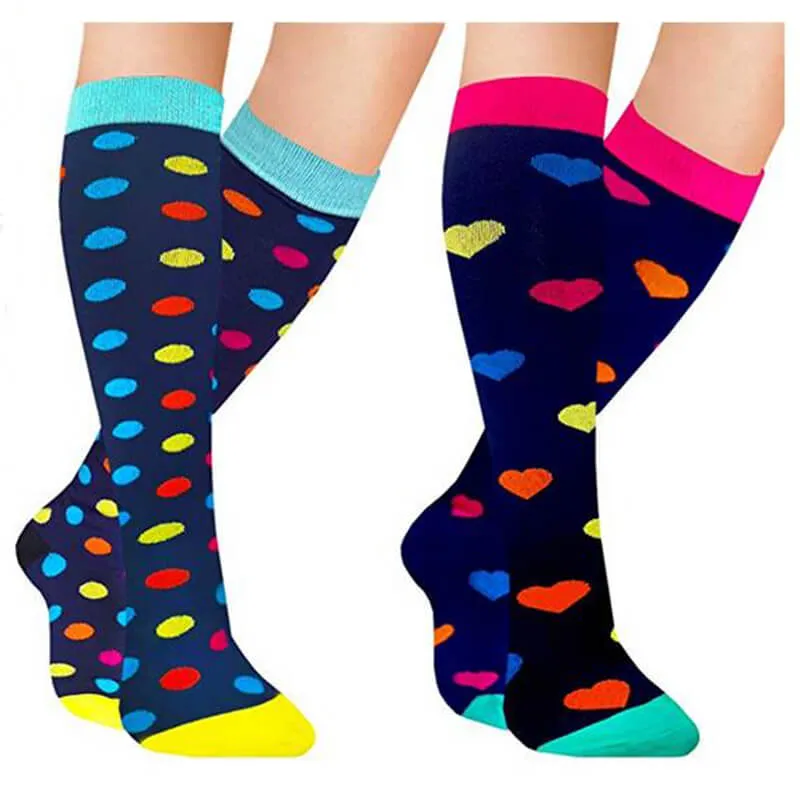 2-Pairs Fashion Cute Compression Socks 20-25 mmHg for Man and Woman | ACTINPUT