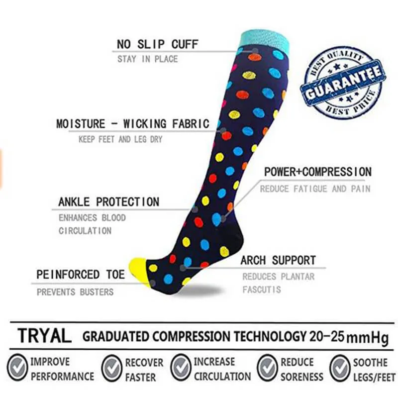 2-Pairs Fashion Cute Compression Socks 20-25 mmHg for Man and Woman | ACTINPUT