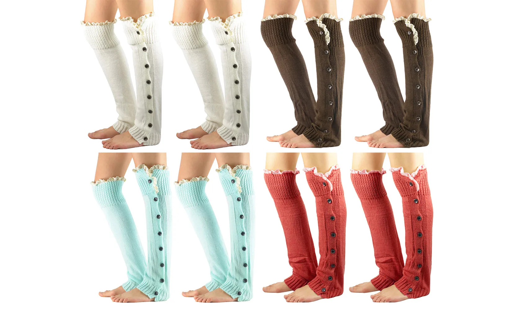 2-Pairs: Full-Length Buttoned Leg Warmer set