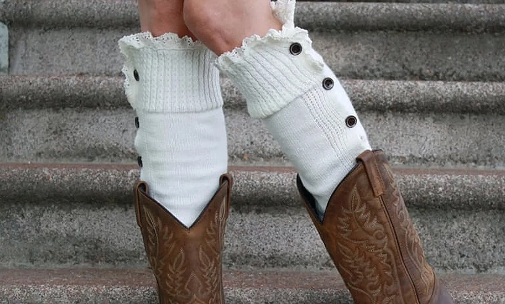 2-Pairs: Full-Length Buttoned Leg Warmer set
