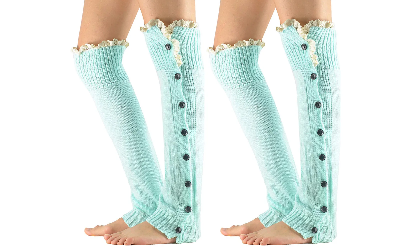 2-Pairs: Full-Length Buttoned Leg Warmer set