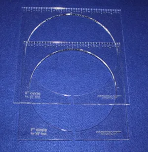 2 Piece Inside Circle Set 7" & 8" W/rulers ~1/4" Thick - Long Arm- For 1/2" Foot