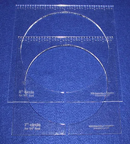 2 Piece Inside Circle Set 7" & 8" W/rulers ~1/4" Thick - Long Arm- For 1/4" Foot