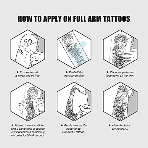 2 Sheets Temporary Tattoo Sticker-Waterproof Cool Arm Leg Back Body Sleeve Fake Tatoo For Women Men Adult Kids Long Lasting Temp Tatoos With Realistic Geometric Army Warrior Soldier Sword Pattern For Halloween Party Masquerade