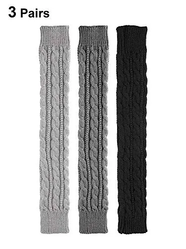 3 Pairs Knit Fingerless Gloves with Thumb Hole