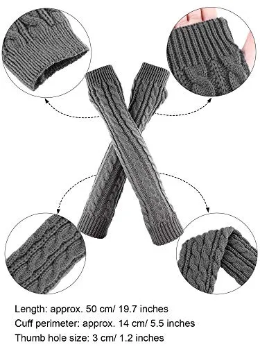 3 Pairs Knit Fingerless Gloves with Thumb Hole