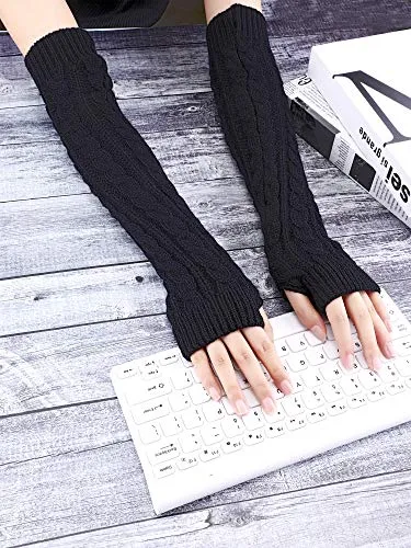 3 Pairs Knit Fingerless Gloves with Thumb Hole