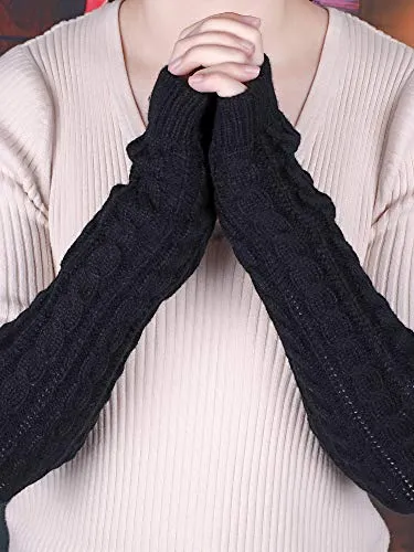 3 Pairs Knit Fingerless Gloves with Thumb Hole