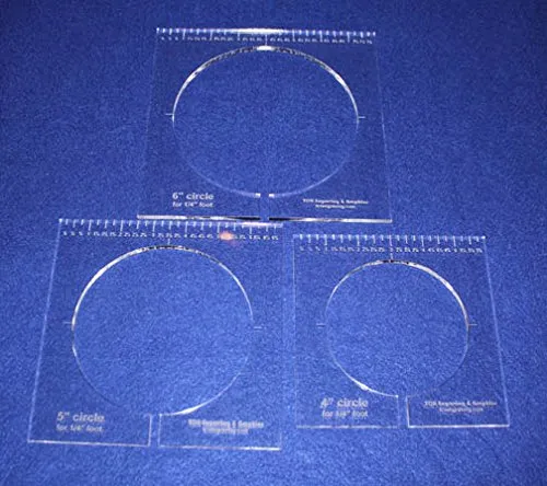 3 Piece Inside Circle Set W/rulers 1/4" Thick - Long Arm- For 1/4" Foot