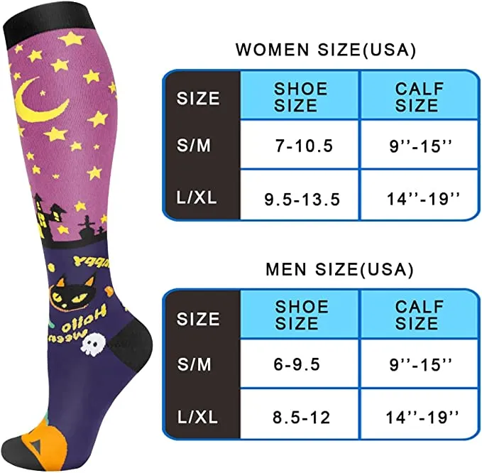 4-Pairs Halloween Design Compression Socks 20-30 mmHg for Man and Woman | ACTINPUT