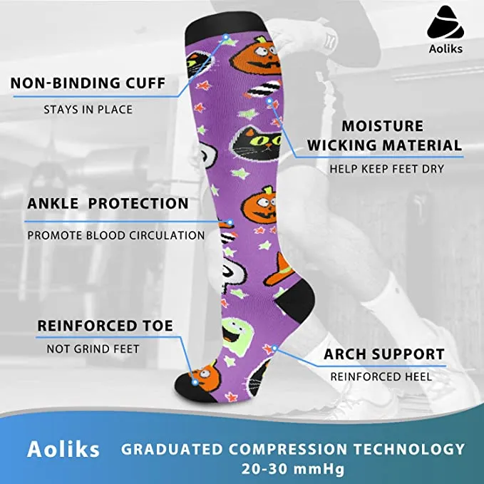 4-Pairs Halloween Design Compression Socks 20-30 mmHg for Man and Woman | ACTINPUT