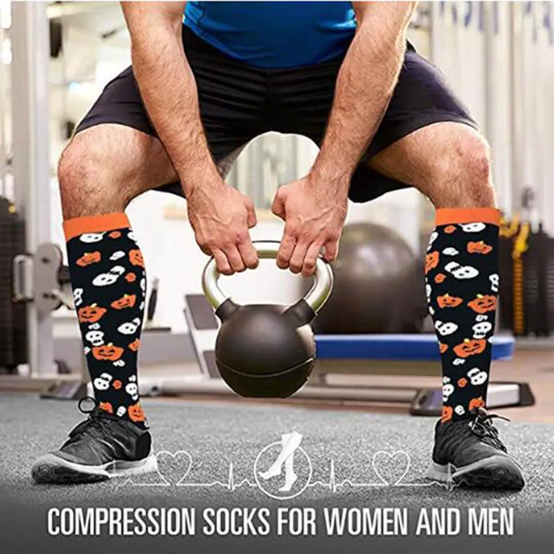 4-Pairs Halloween Stylish Compression Socks 20-30 mmHg for Man and Woman | ACTINPUT