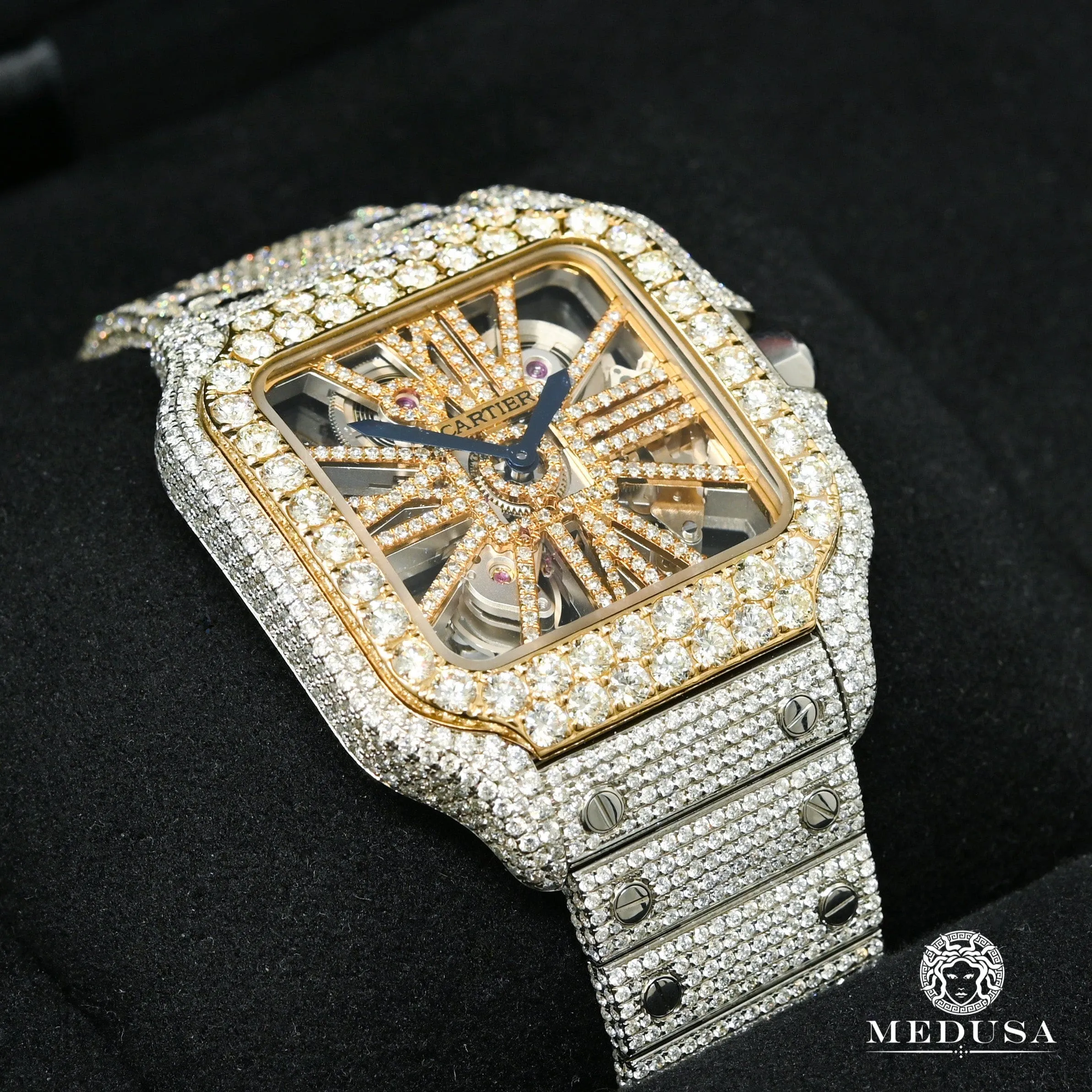 40mm C-Luxury-Watches Santos Skeleton - Full Iced