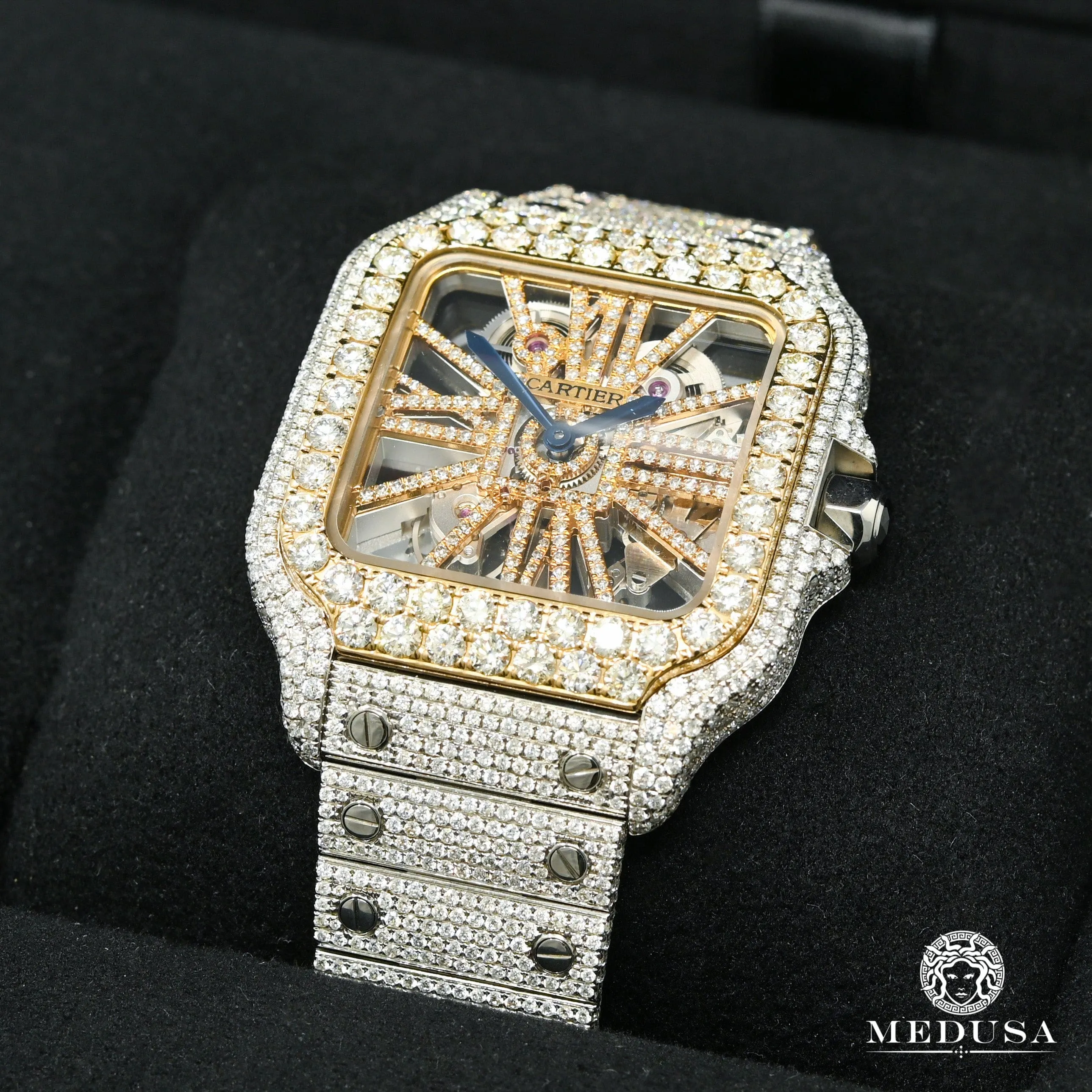 40mm C-Luxury-Watches Santos Skeleton - Full Iced