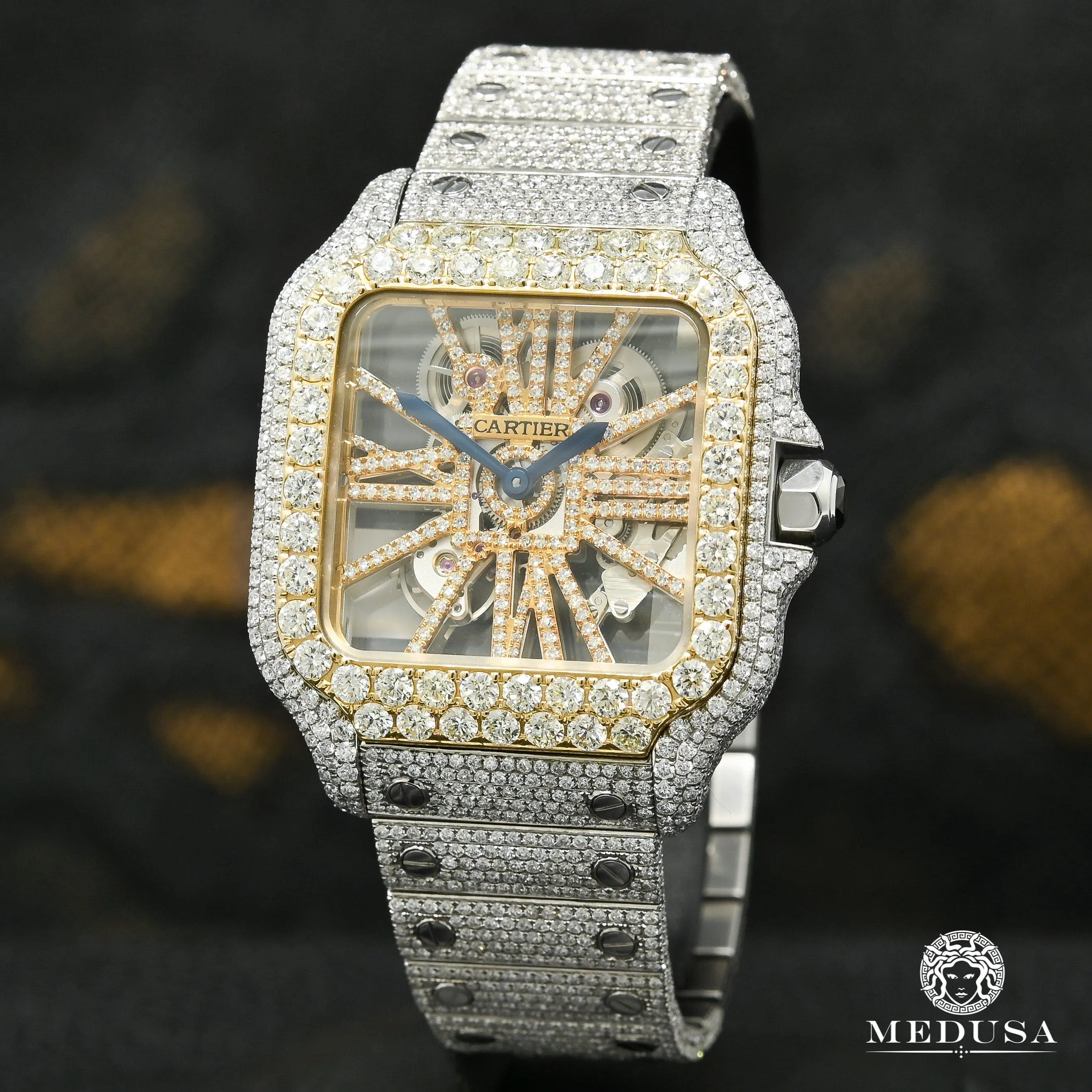 40mm C-Luxury-Watches Santos Skeleton - Full Iced