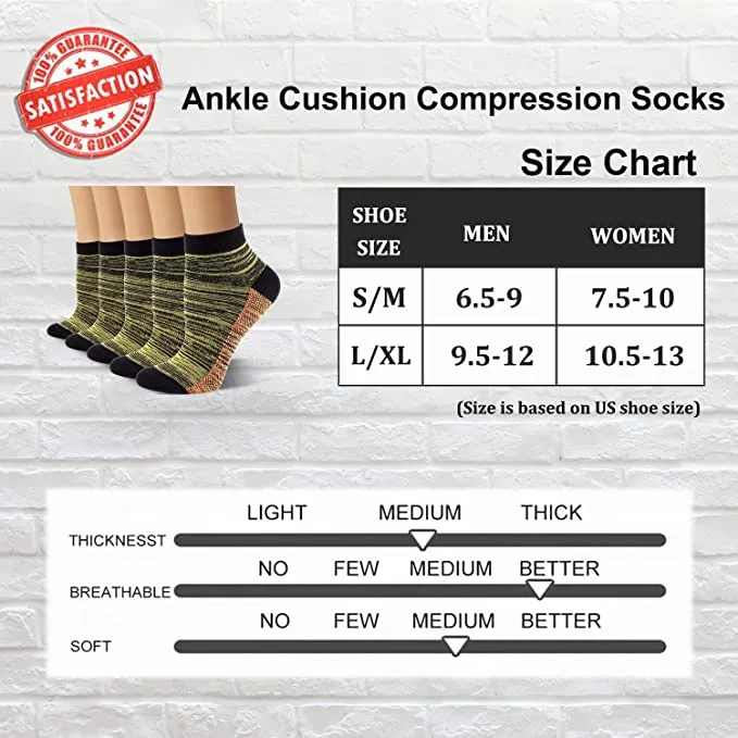 5-Pairs Cool Athletic Ankle Low Cut Compression Socks | Actinput