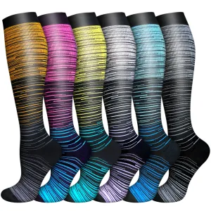 6-Pairs Gradient Change Compression Socks 20-30 mmHg for Man and Woman | ACTINPUT