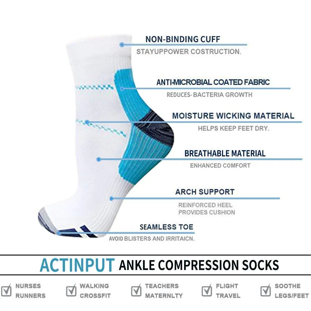 7-pairs Athlete-Plantar Fasciitis Support Low Cut Socks | Actinput