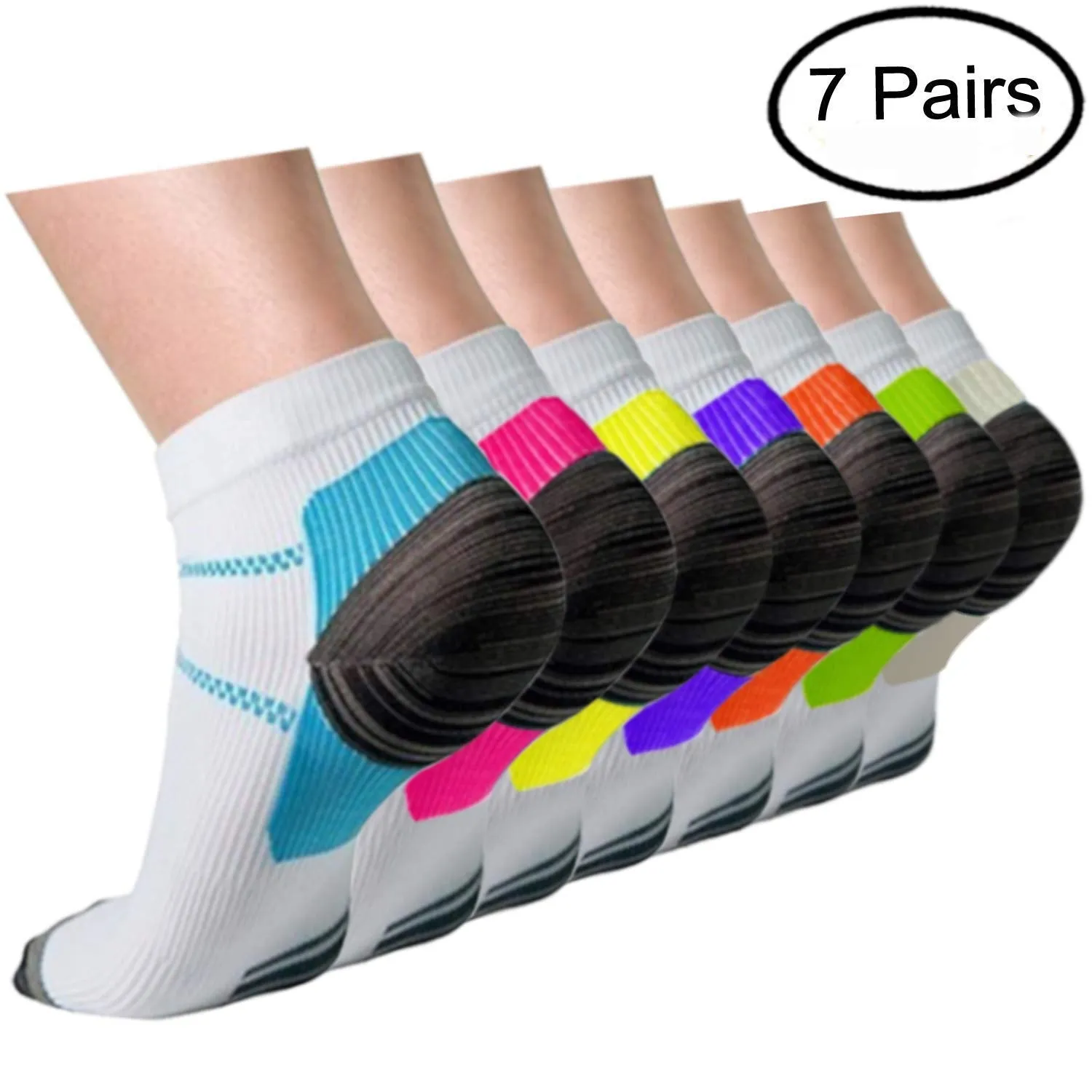 7-pairs Athlete-Plantar Fasciitis Support Low Cut Socks | Actinput