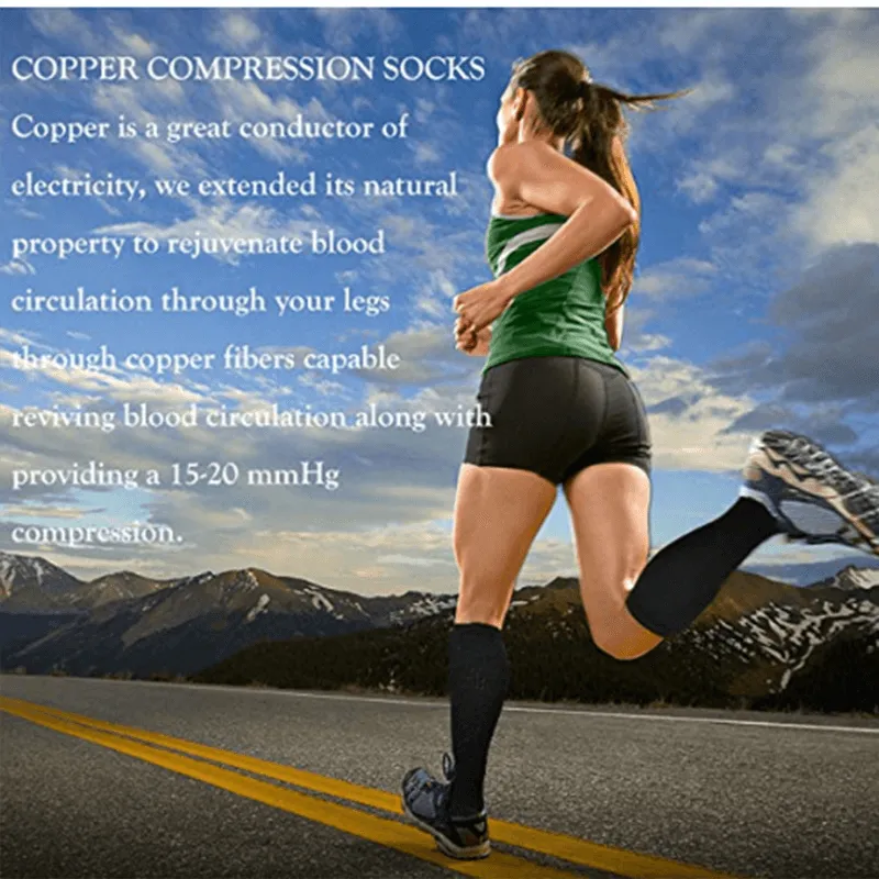 8-Pairs Black Copper Compression Socks For Men & Women (15-20mmHG) | Actinput