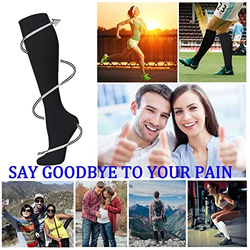 8-Pairs Knee-Length White Compression Socks（15-20 mmHG）I ACTINPUT