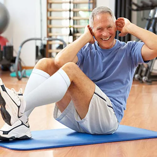 8-Pairs Knee-Length White Compression Socks（15-20 mmHG）I ACTINPUT