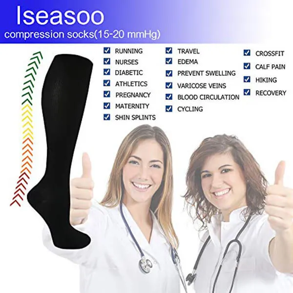 8-Pairs Solid Color Mix Compression Socks 15-20 mmHg for Man and Woman | ACTINPUT