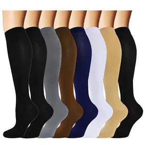 8-Pairs Solid Color Mix Compression Socks 15-20 mmHg for Man and Woman | ACTINPUT
