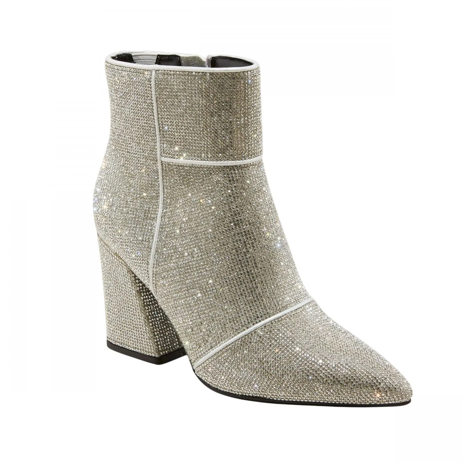 A New Day Womens Cailin Rhinestone Wide Width Ankle Boots Silver Gray 12W