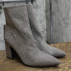 A New Day Womens Cassidy Rhinestone Ankle Boots 91636630 Silver Gray 11M