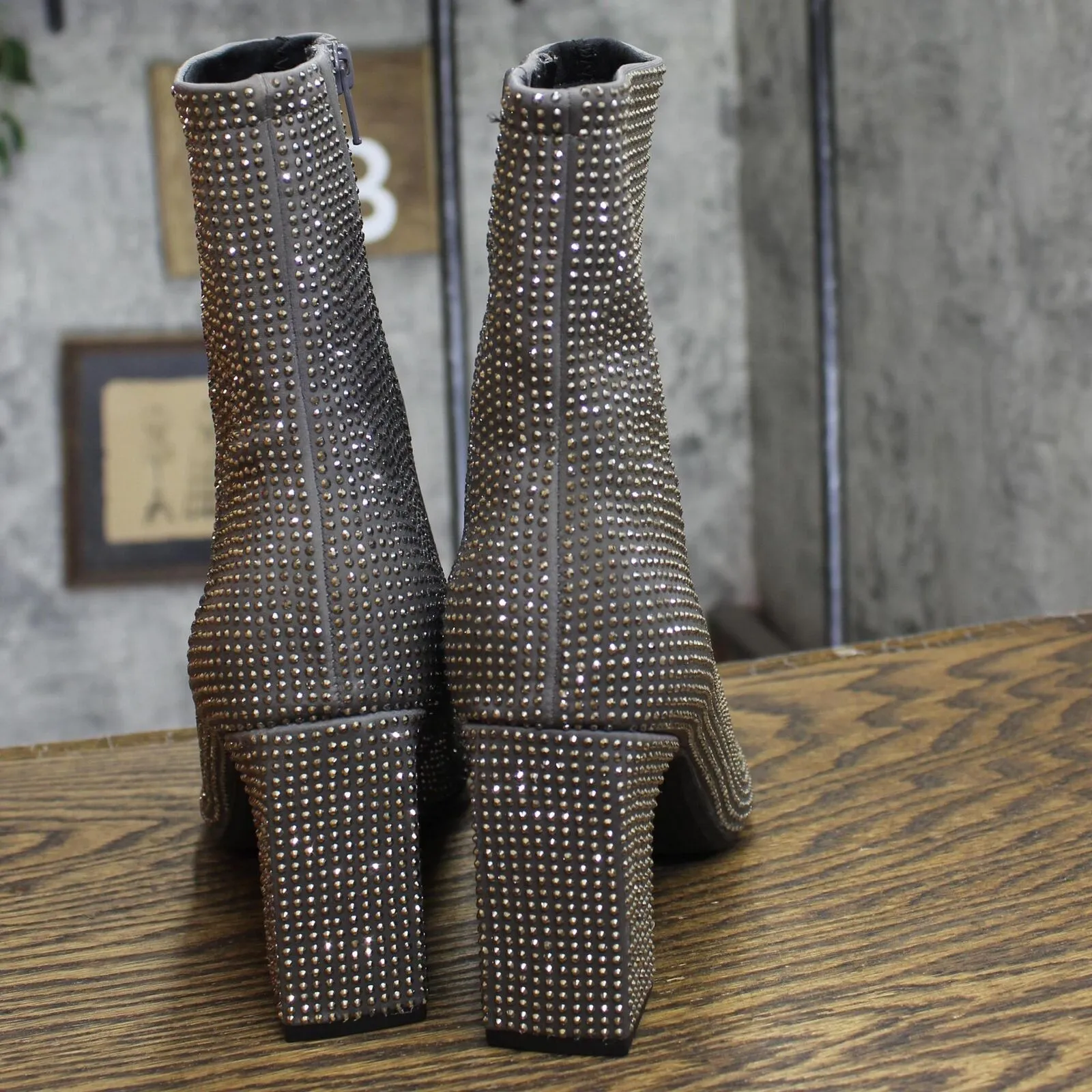 A New Day Womens Cassidy Rhinestone Ankle Boots 91636630 Silver Gray 8.5