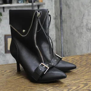 A New Day Womens Mickey Point Toe Moto Ankle Boots 90974111 Black 8.5M
