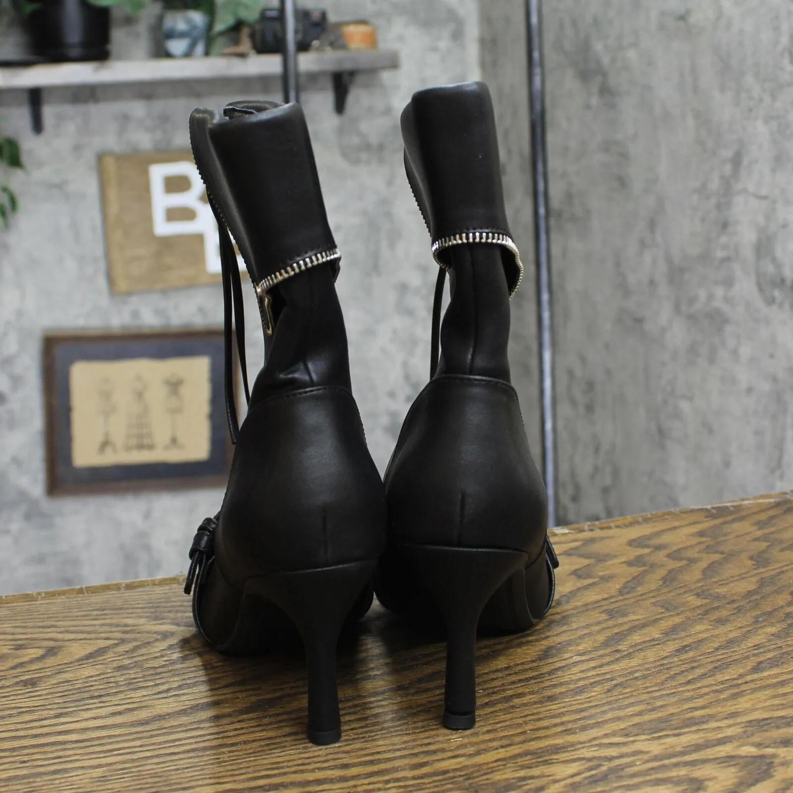 A New Day Womens Mickey Point Toe Moto Ankle Boots 90974111 Black 8.5M