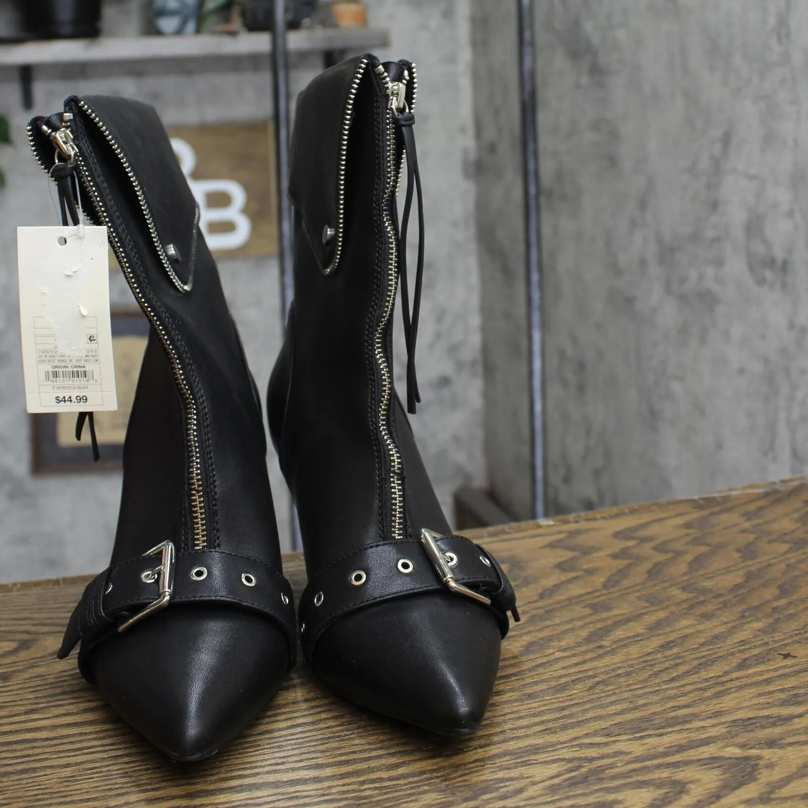 A New Day Womens Mickey Point Toe Moto Ankle Boots 90974111 Black 9.5M