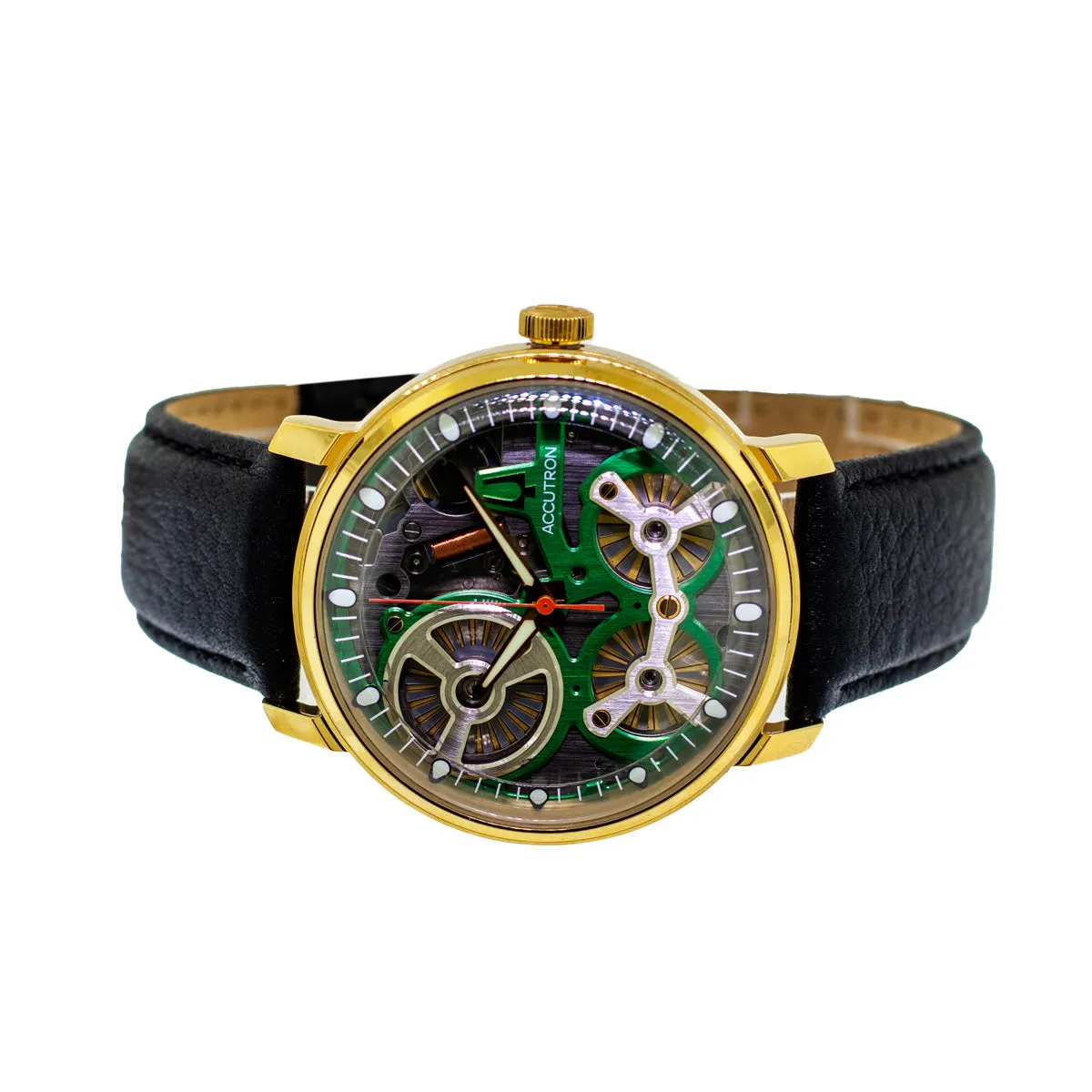 Accutron Electrostatic Spaceview 2020 18K Yellow Gold 43.5mm Sleek Silver Grey Skeleton Dial 2ES7A001