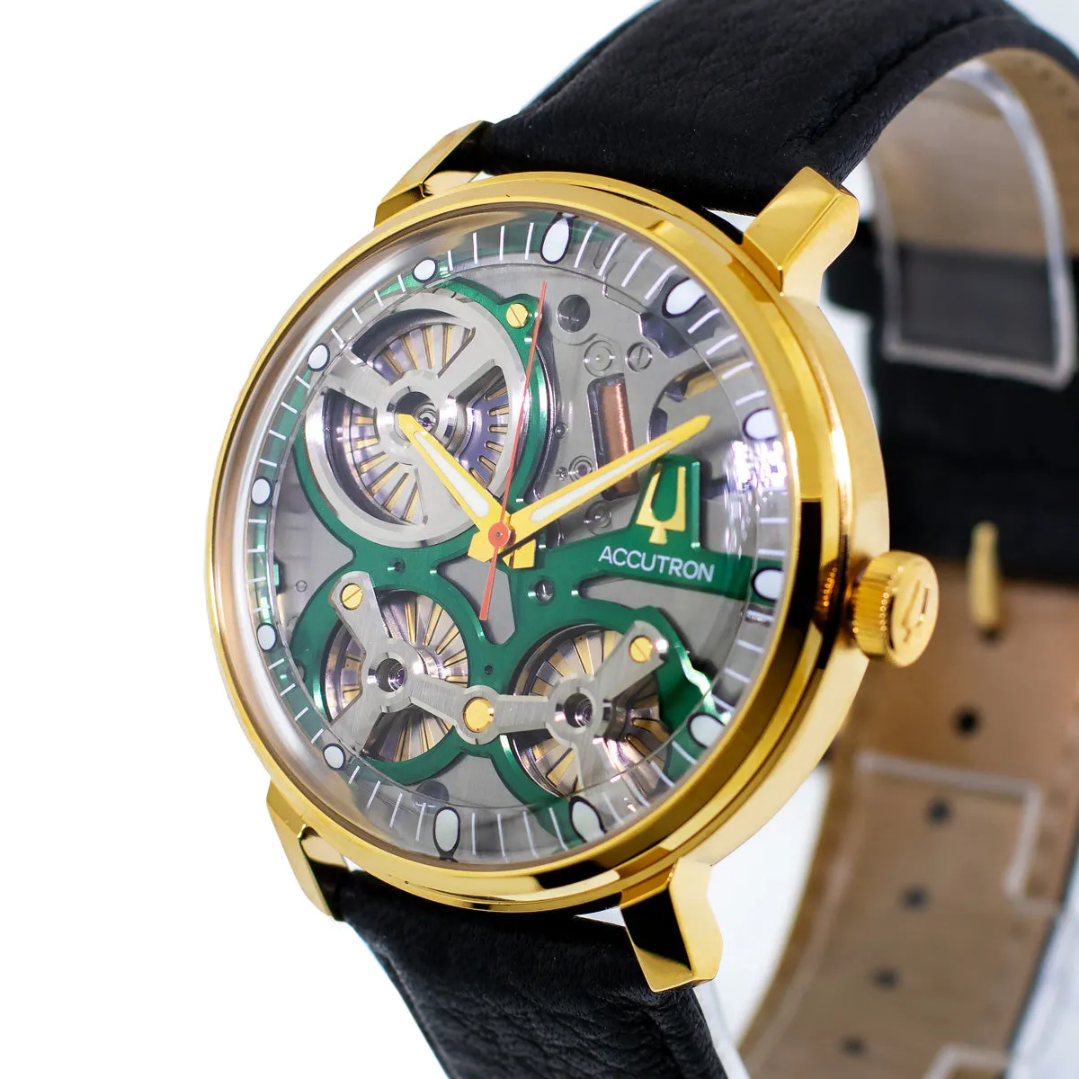 Accutron Electrostatic Spaceview 2020 18K Yellow Gold 43.5mm Sleek Silver Grey Skeleton Dial 2ES7A001