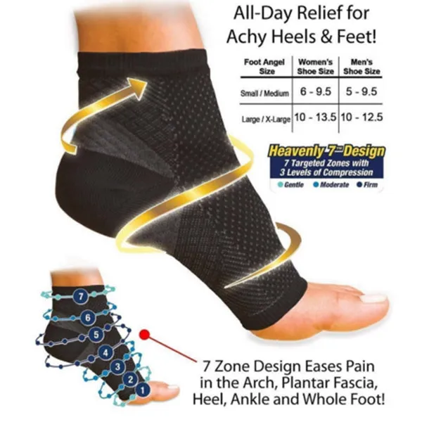 ACTINPUT Plantar Fasciitis Foot Compression Sock Sleeves with Cushioning - (3 Pairs)