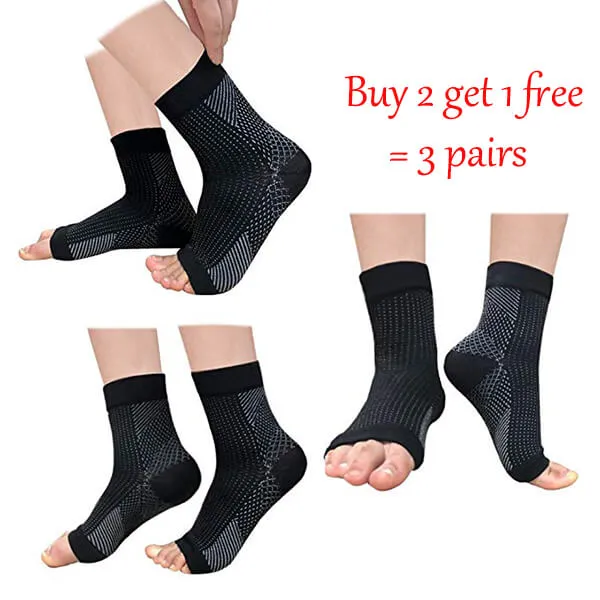 ACTINPUT Plantar Fasciitis Foot Compression Sock Sleeves with Cushioning - (3 Pairs)