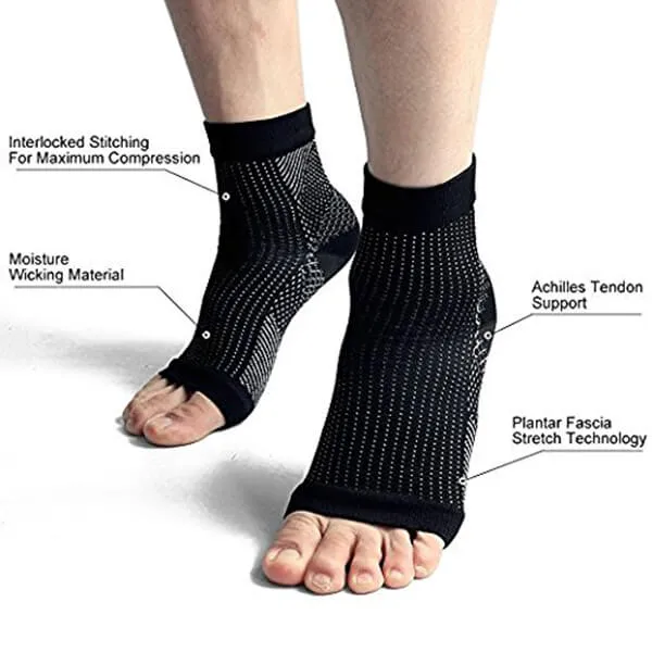ACTINPUT Plantar Fasciitis Foot Compression Sock Sleeves with Cushioning - (3 Pairs)