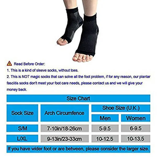 ACTINPUT Plantar Fasciitis Foot Compression Sock Sleeves with Cushioning - (3 Pairs)