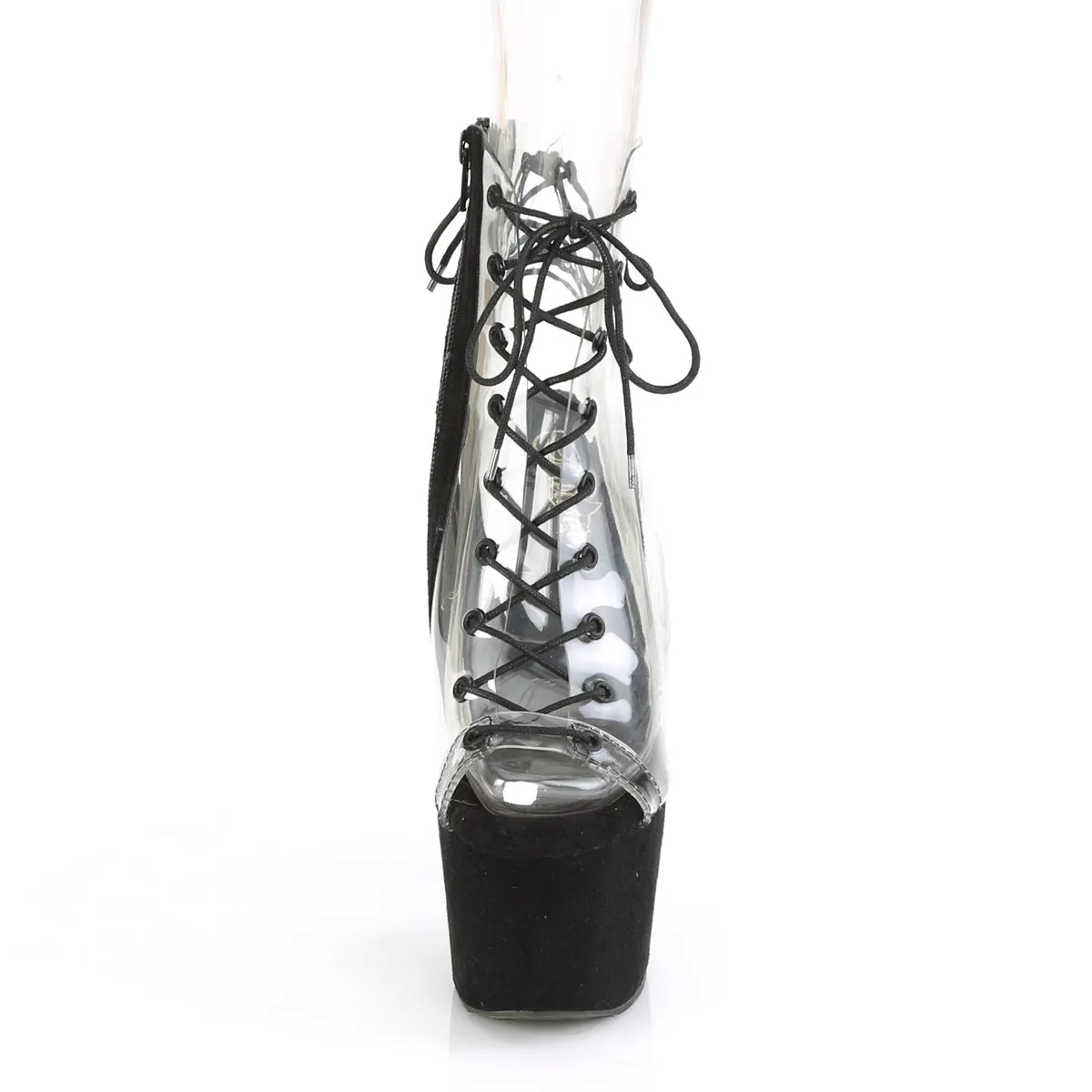 ADORE-700-30FS  Clear/Black Faux Suede