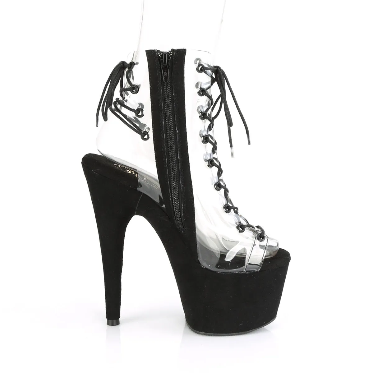 ADORE-700-30FS  Clear/Black Faux Suede