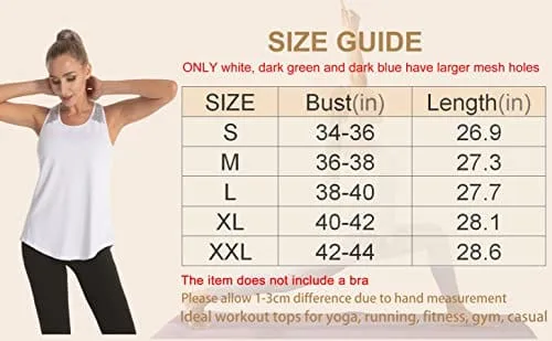 Aeuui Workout Tops for Women Mesh Racerback Tank Yoga Shirts Gym Clothes Lake Blue