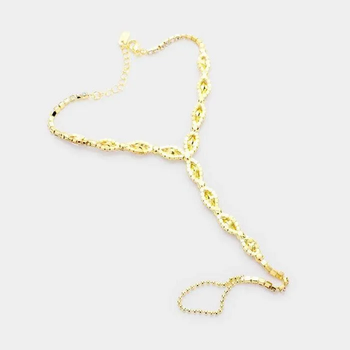 Anklet Abalone Marquise Rhinestone Gold Net Toe Ring